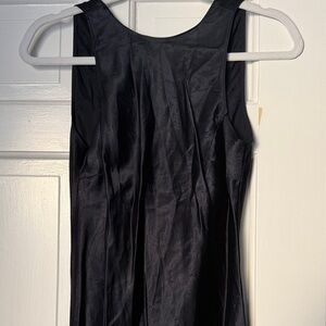 Elegant Black Sleeveless Dress, long, satin, slip. Modern citizen.
